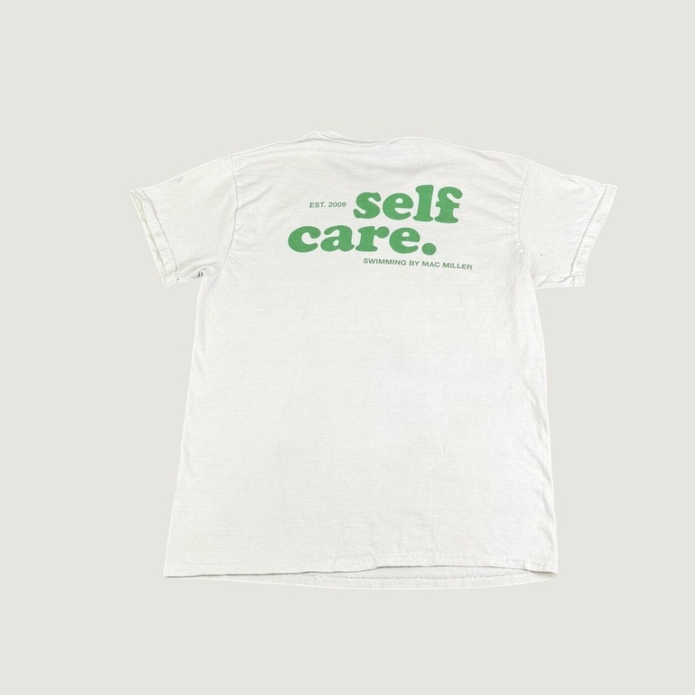 Mac Miller Swimming Self Care Graphic T-Shirt White Green Mens Small S